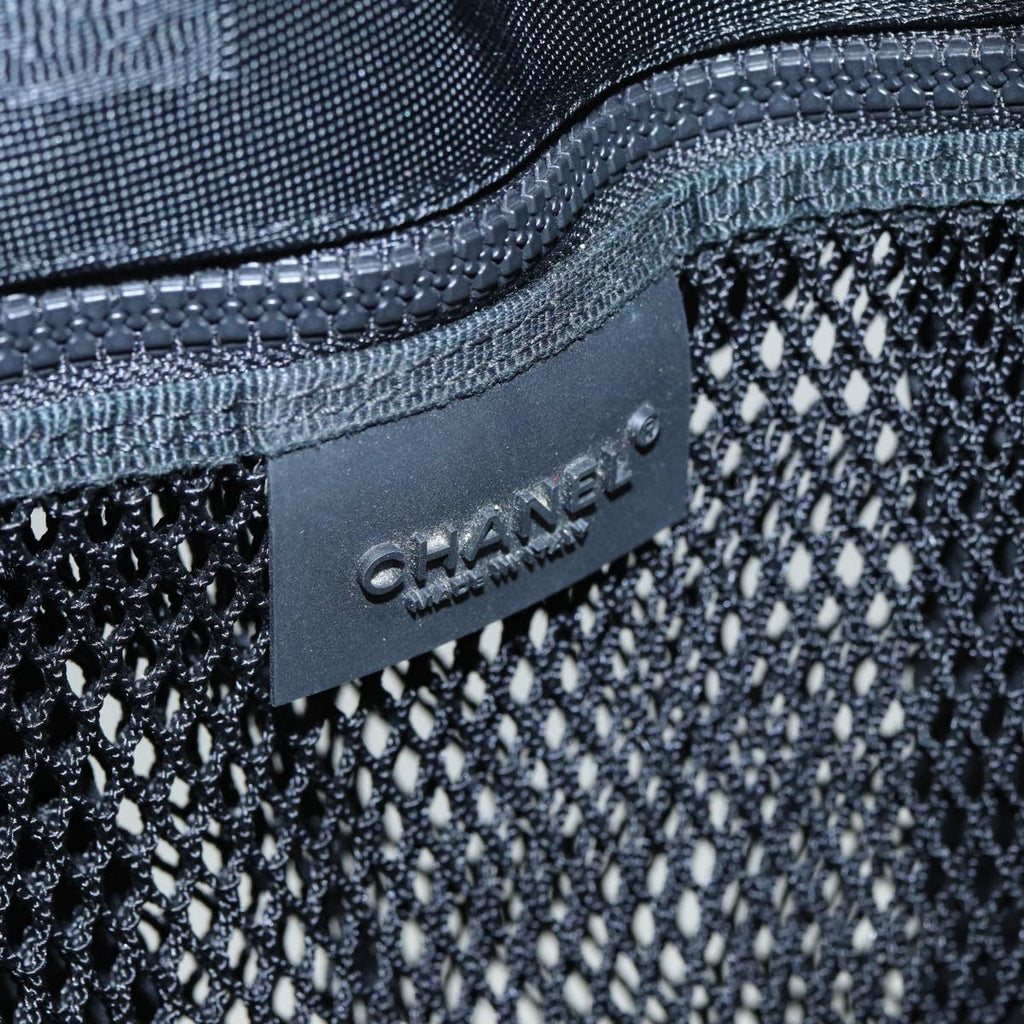 CHANEL Sports Tote Bag Nylon Black Gray CC yk14152