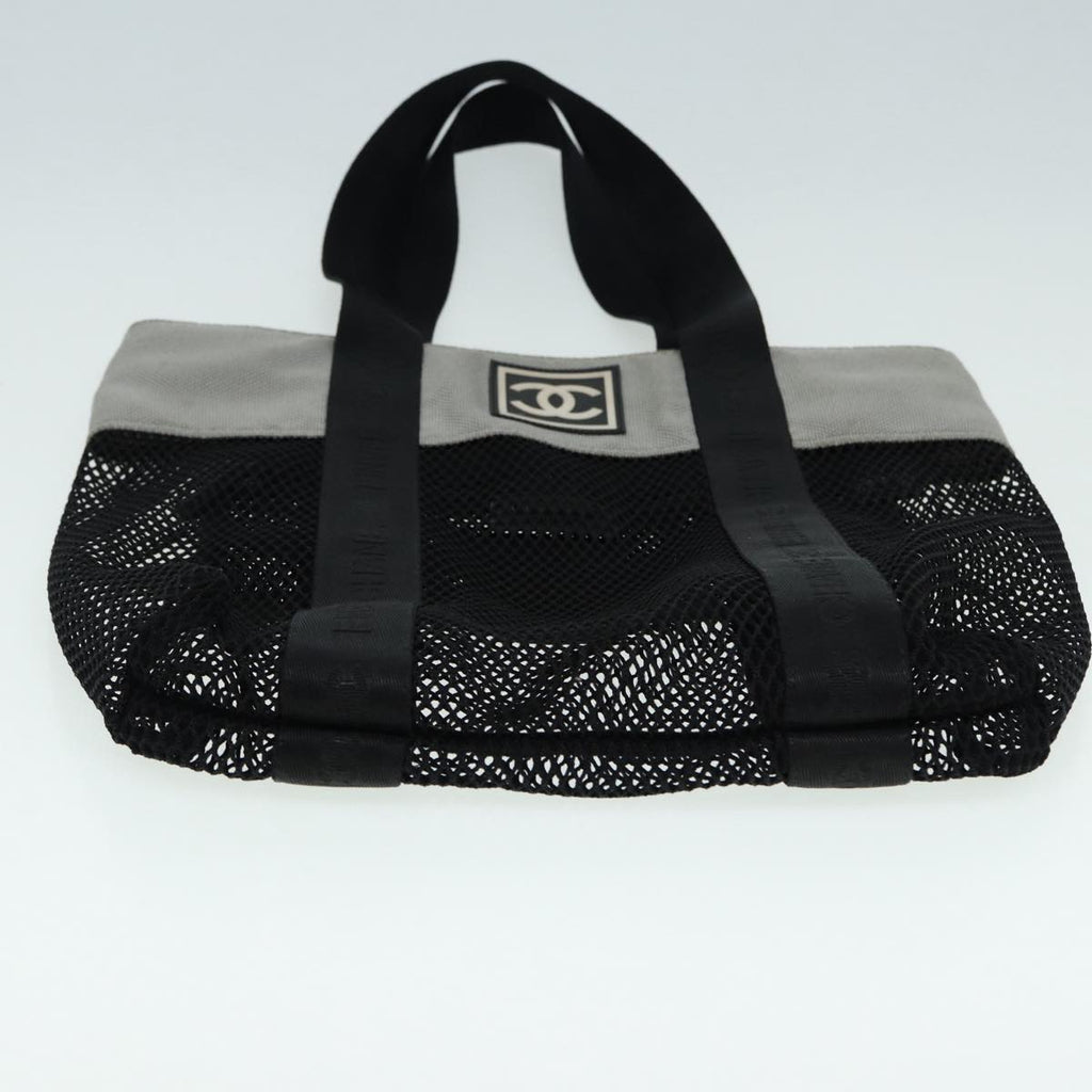 CHANEL Sports Tote Bag Nylon Black Gray CC yk14152