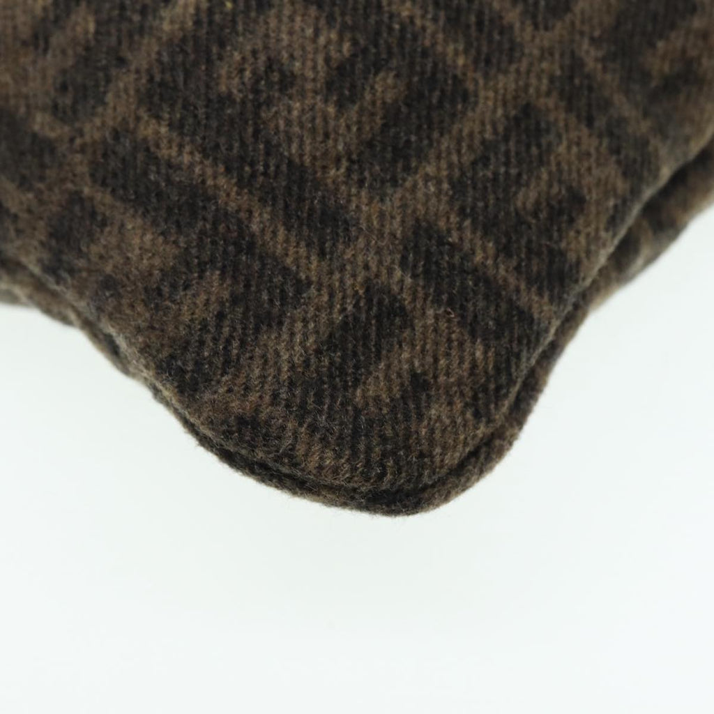FENDI Zucca Canvas Tote Bag Wool Brown Black Silver yk14162