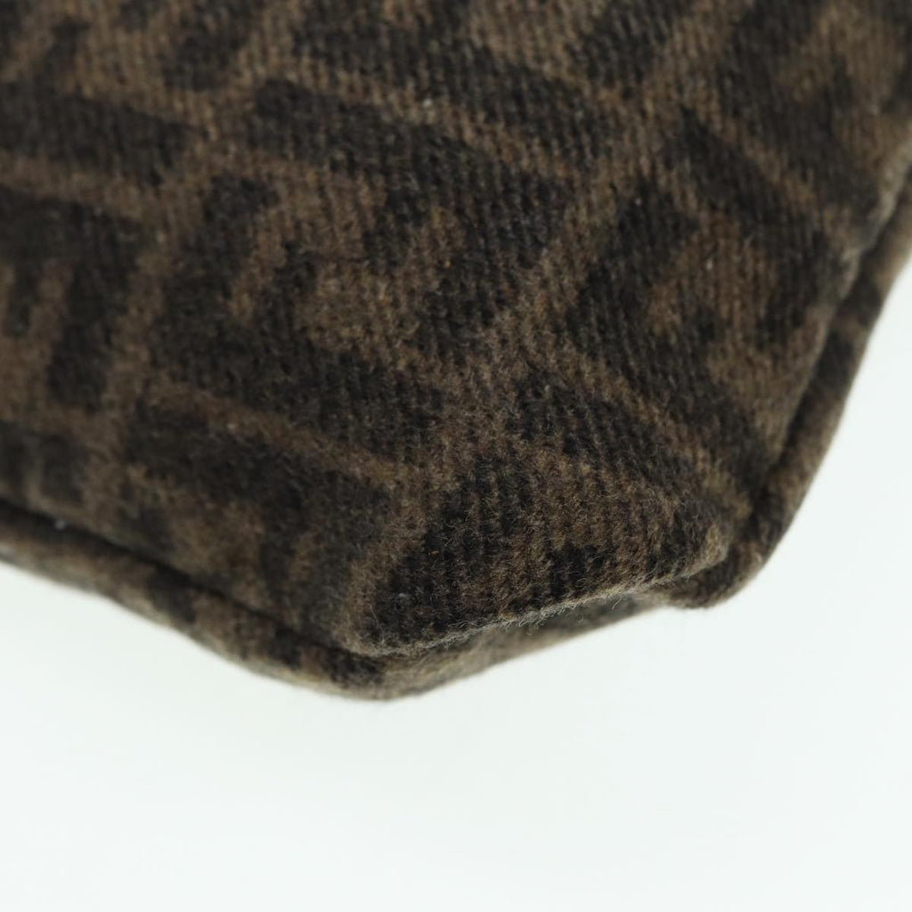 FENDI Zucca Canvas Tote Bag Wool Brown Black Silver yk14162