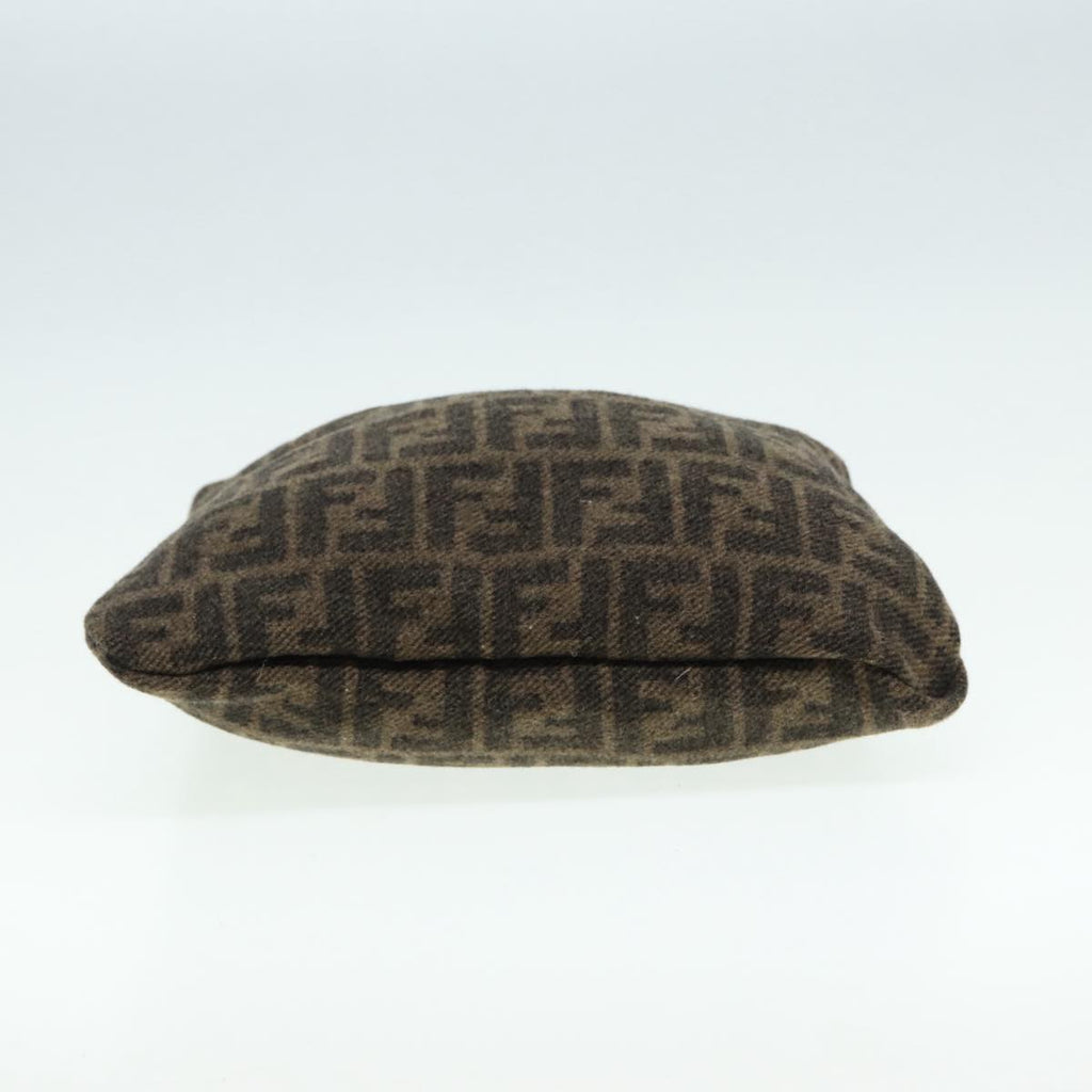 FENDI Zucca Canvas Tote Bag Wool Brown Black Silver yk14162