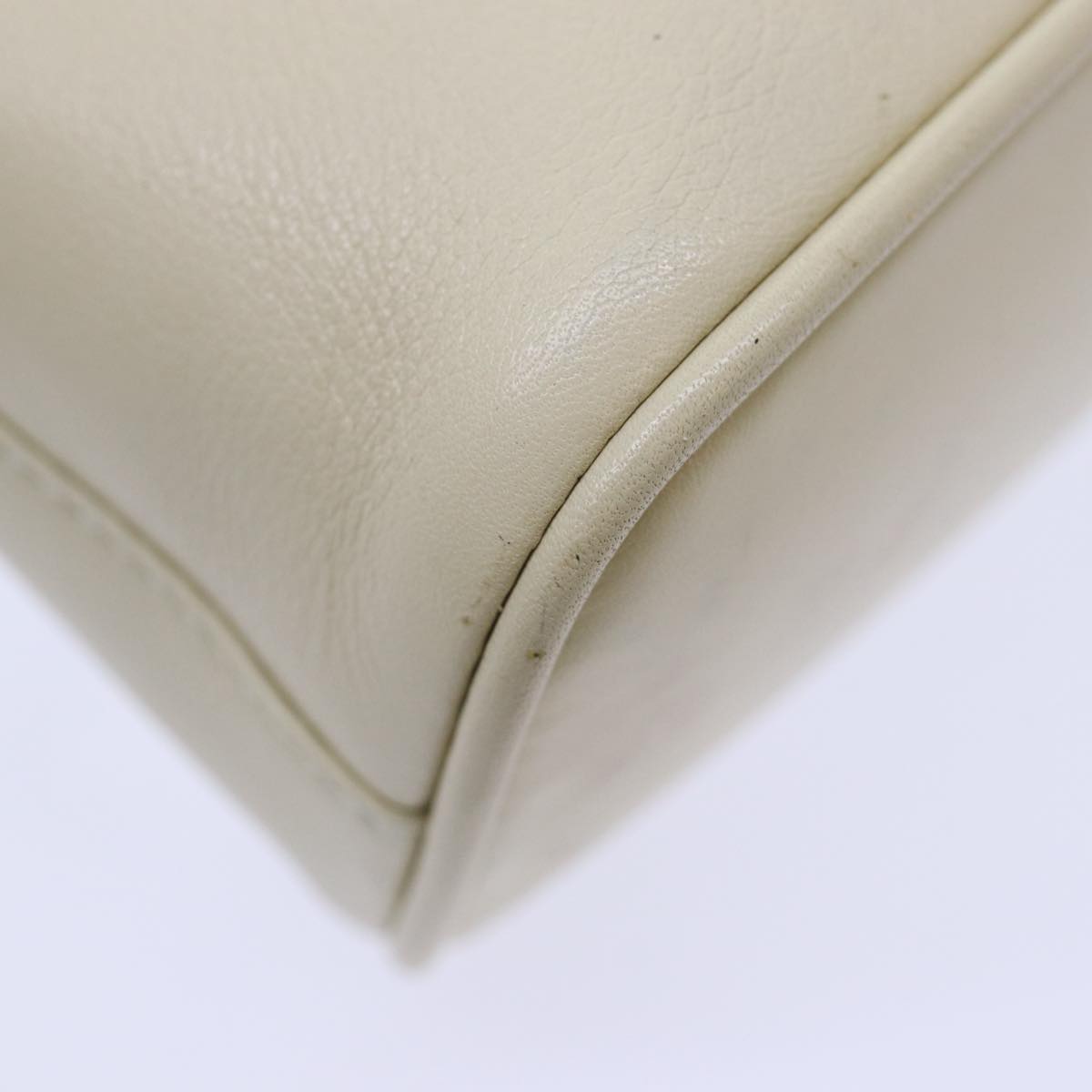 GUCCI Bamboo Hand Bag Leather 2way Cream Gold yk14170
