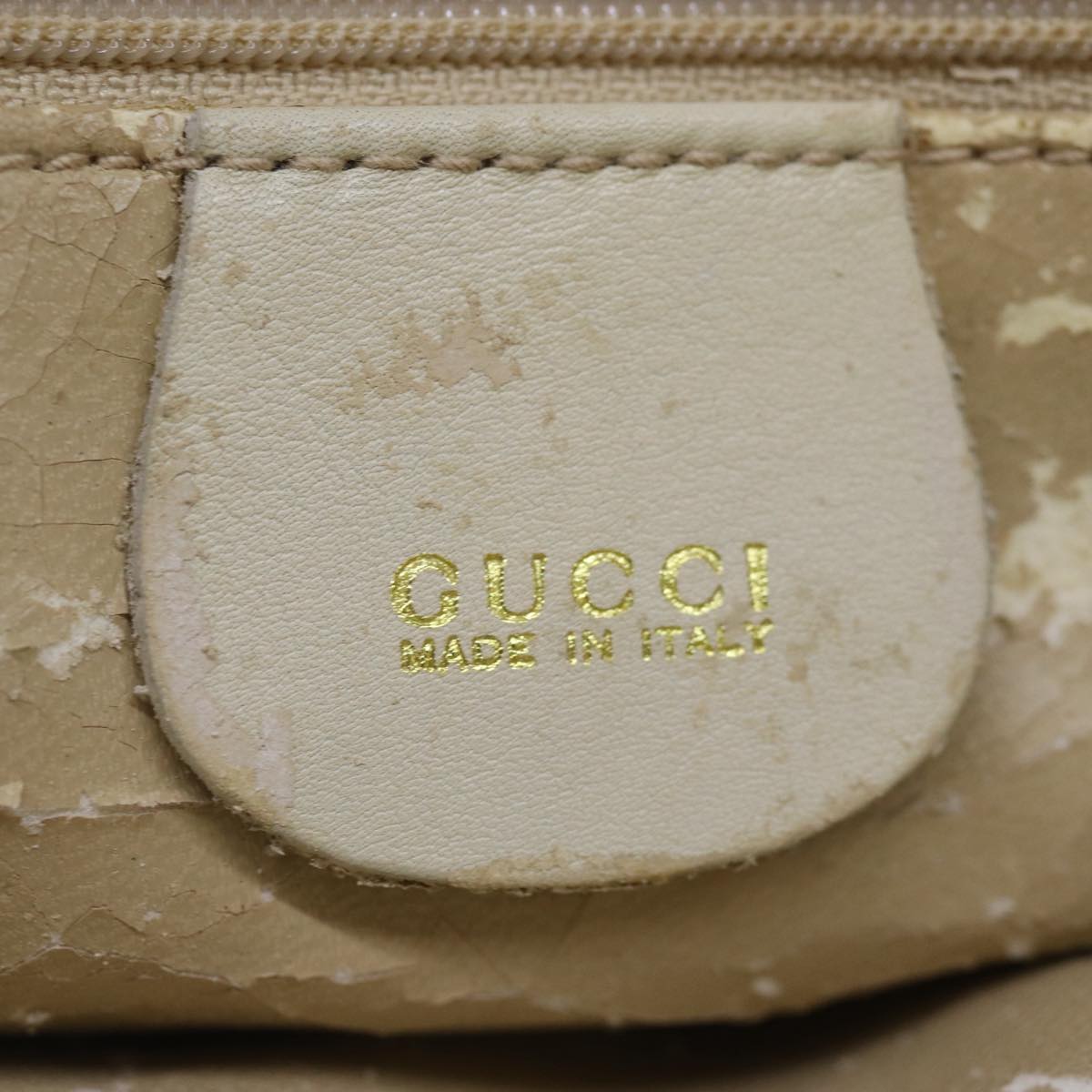 GUCCI Bamboo Hand Bag Leather 2way Cream Gold yk14170
