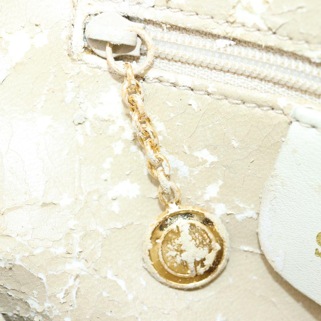 GUCCI Bamboo Hand Bag Leather 2way Cream Gold yk14170