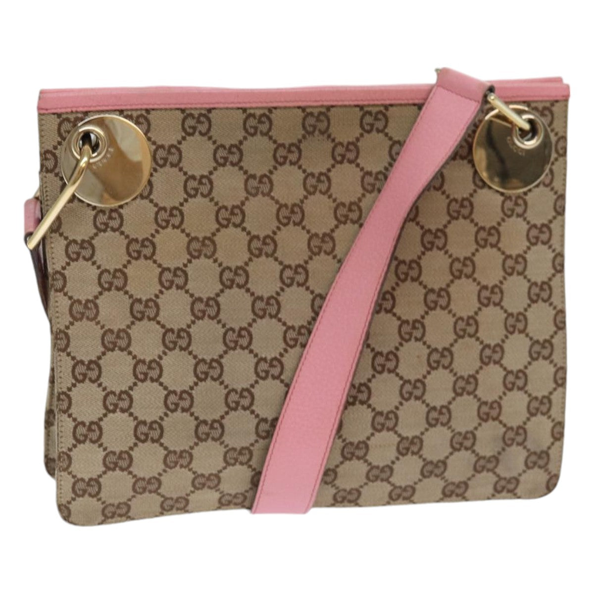 GUCCI GG Canvas Shoulder Bag Beige Gold 120841 yk14171