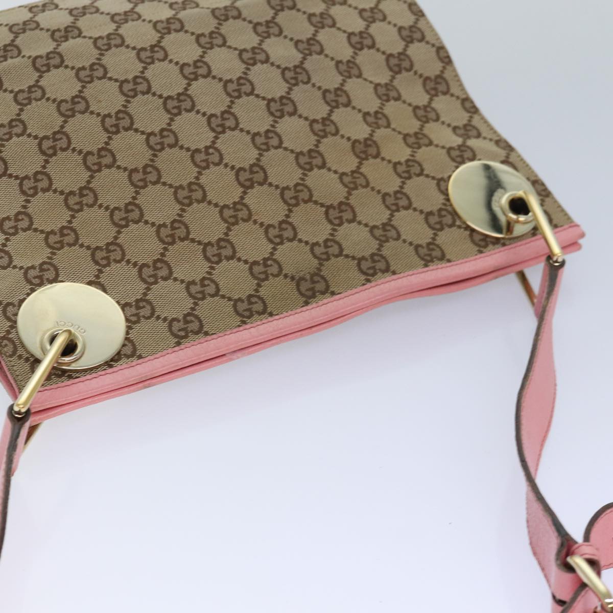 GUCCI GG Canvas Shoulder Bag Beige Gold 120841 yk14171