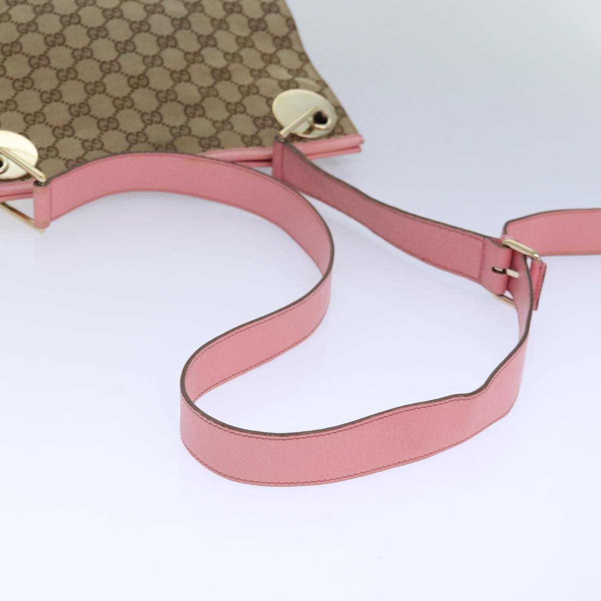GUCCI GG Canvas Shoulder Bag Beige Gold 120841 yk14171