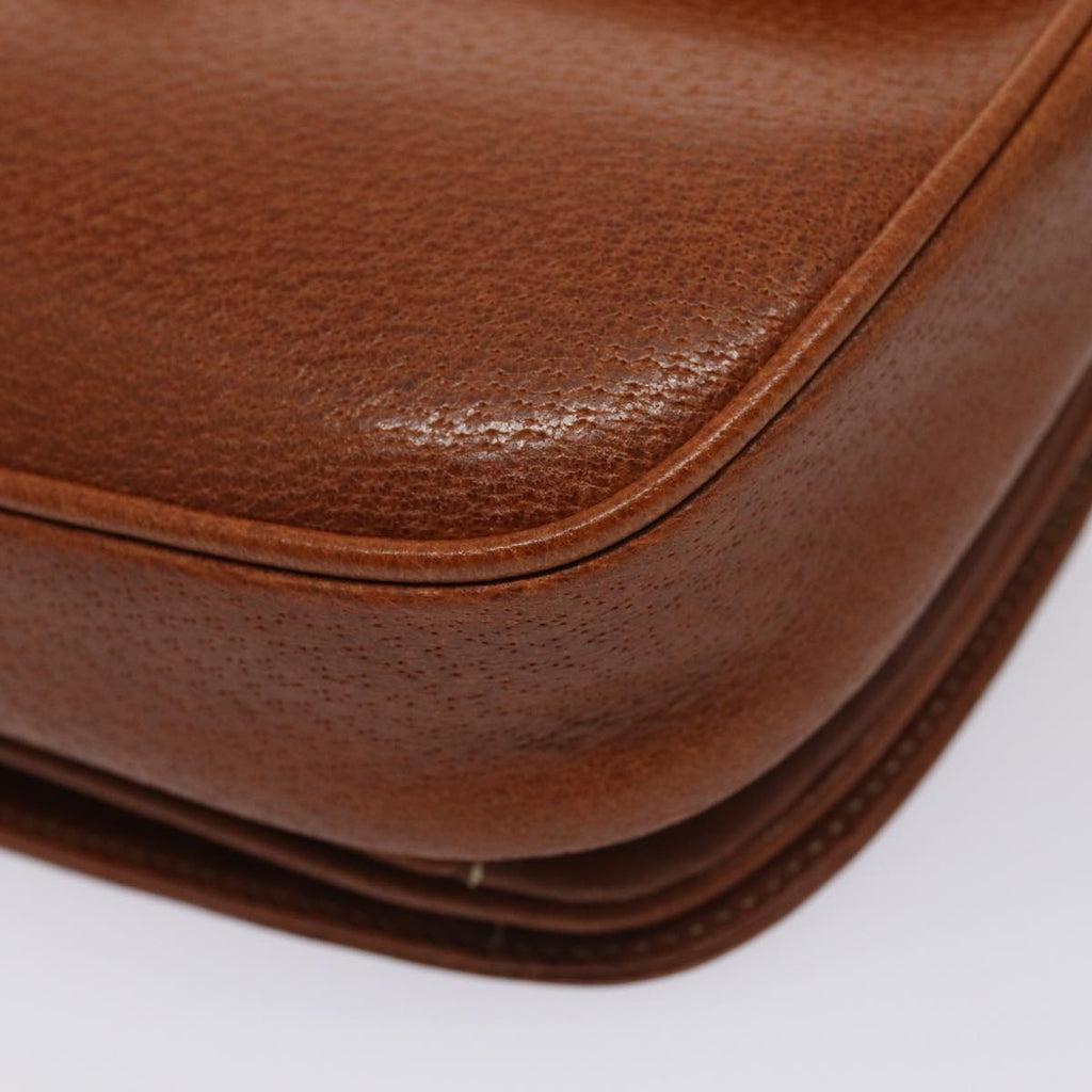 GUCCI Bamboo Shoulder Bag Leather Brown Gold yk14184