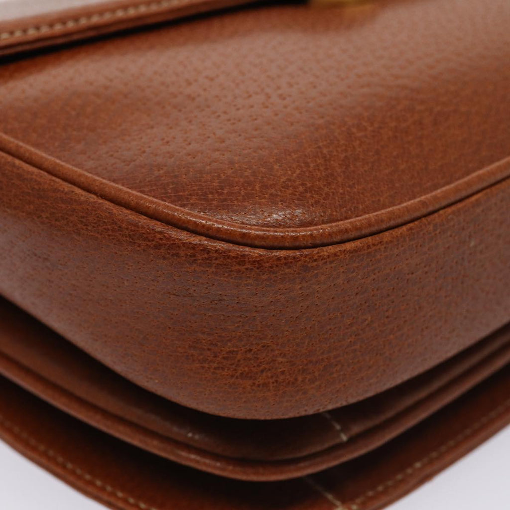 GUCCI Bamboo Shoulder Bag Leather Brown Gold yk14184