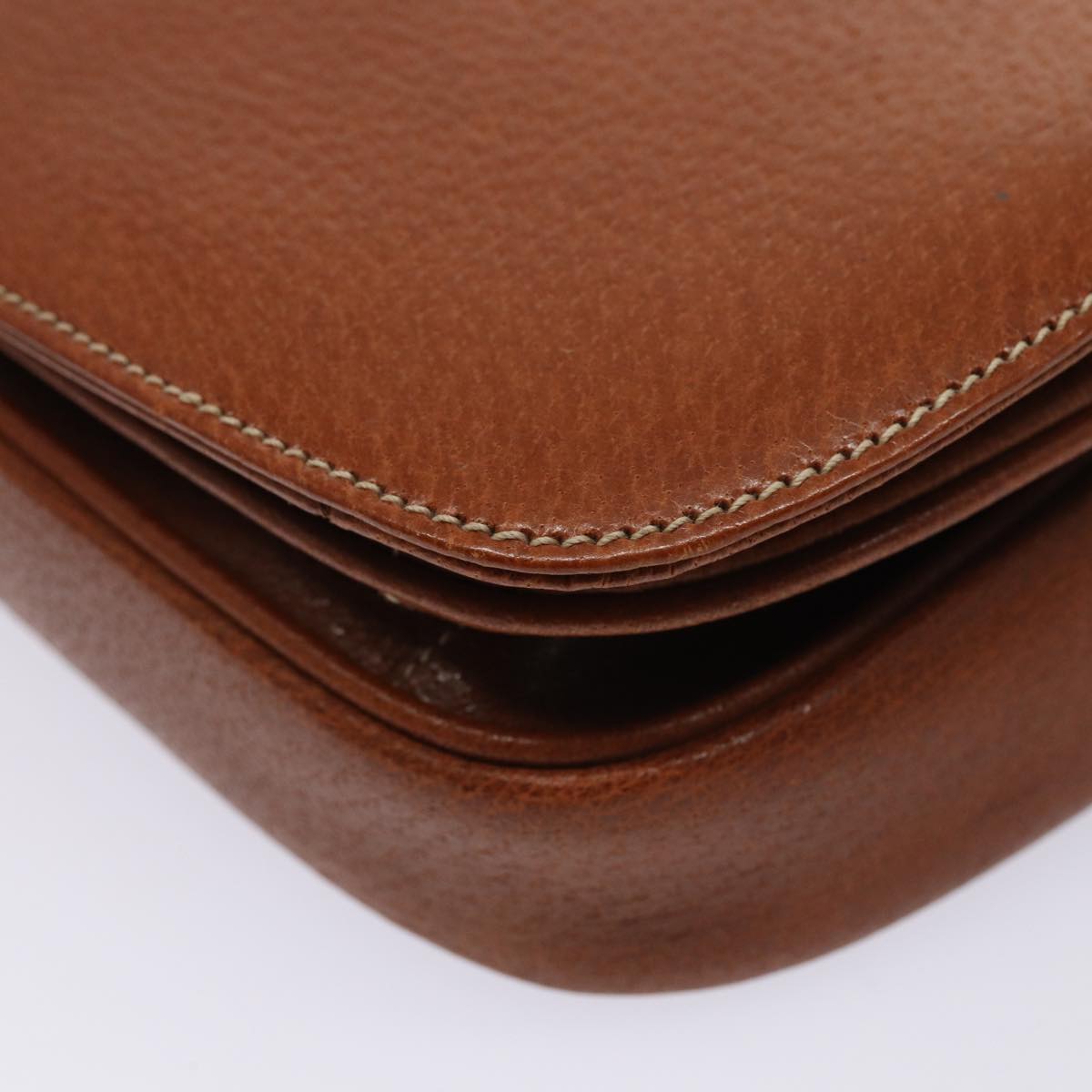 GUCCI Bamboo Shoulder Bag Leather Brown Gold yk14184