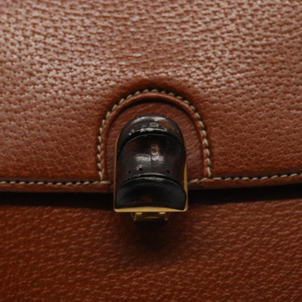 GUCCI Bamboo Shoulder Bag Leather Brown Gold yk14184
