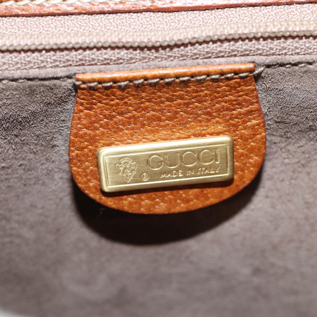 GUCCI Bamboo Shoulder Bag Leather Brown Gold yk14184