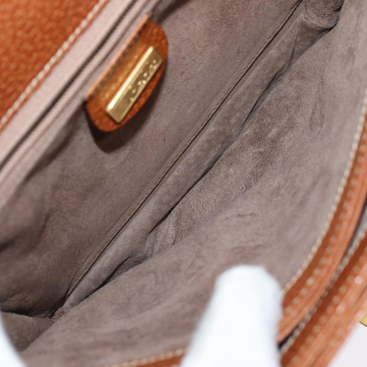 GUCCI Bamboo Shoulder Bag Leather Brown Gold yk14184