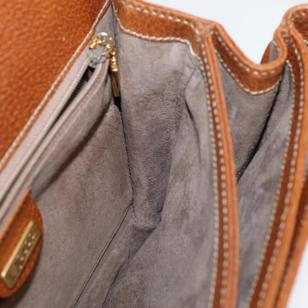 GUCCI Bamboo Shoulder Bag Leather Brown Gold yk14184
