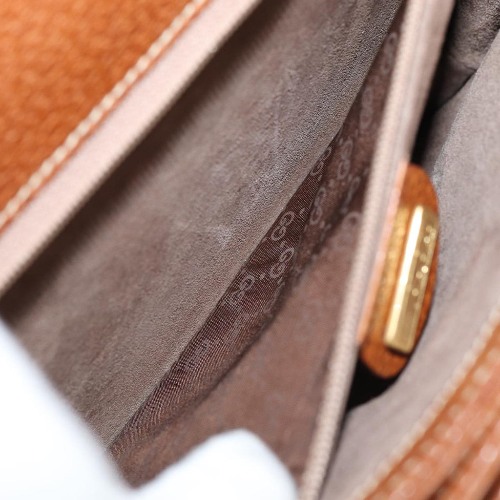 GUCCI Bamboo Shoulder Bag Leather Brown Gold yk14184