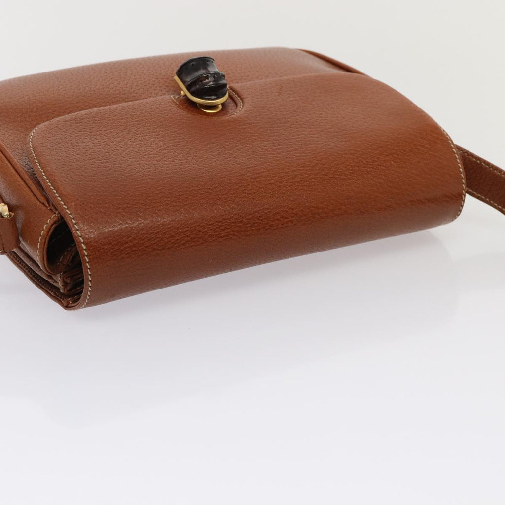 GUCCI Bamboo Shoulder Bag Leather Brown Gold yk14184