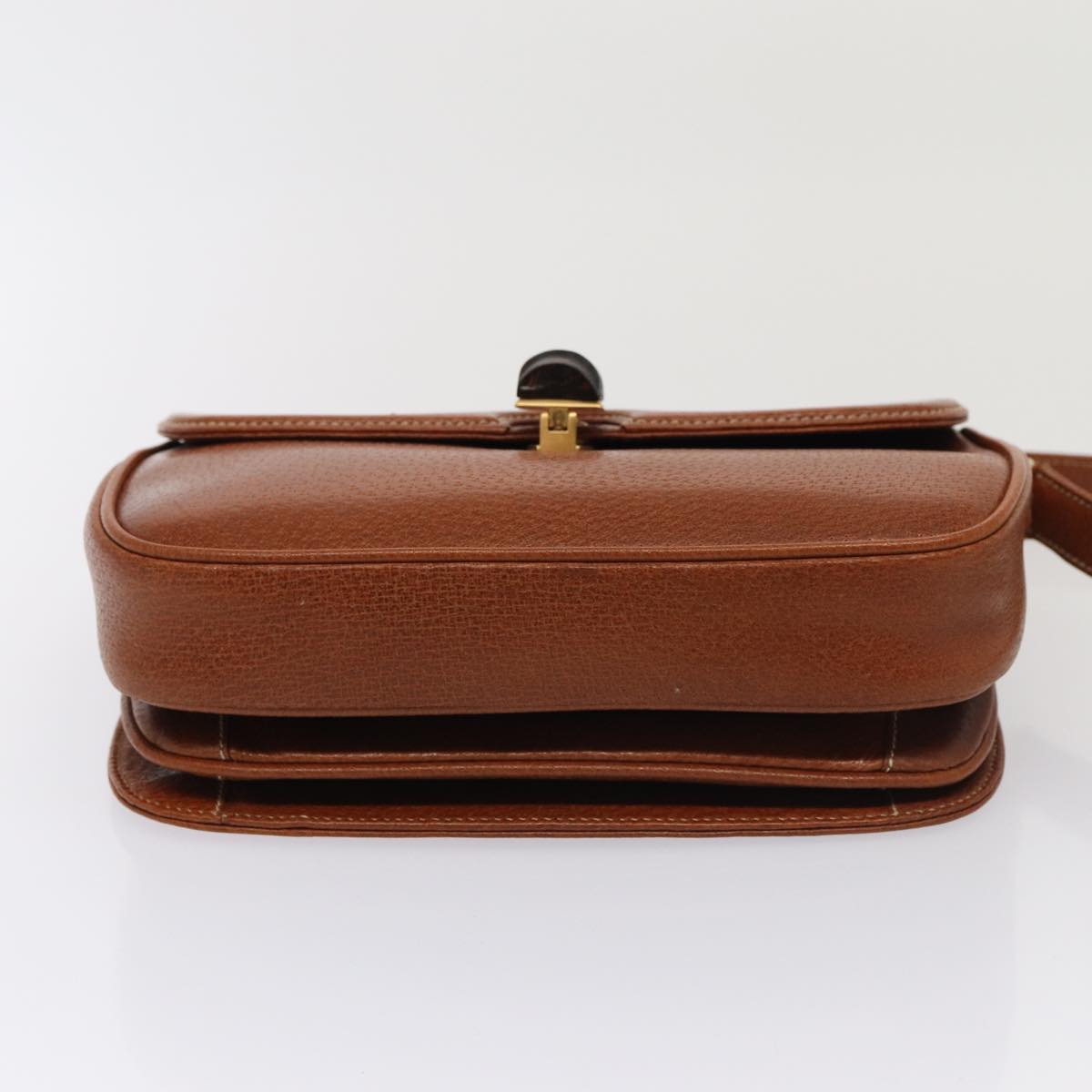 GUCCI Bamboo Shoulder Bag Leather Brown Gold yk14184