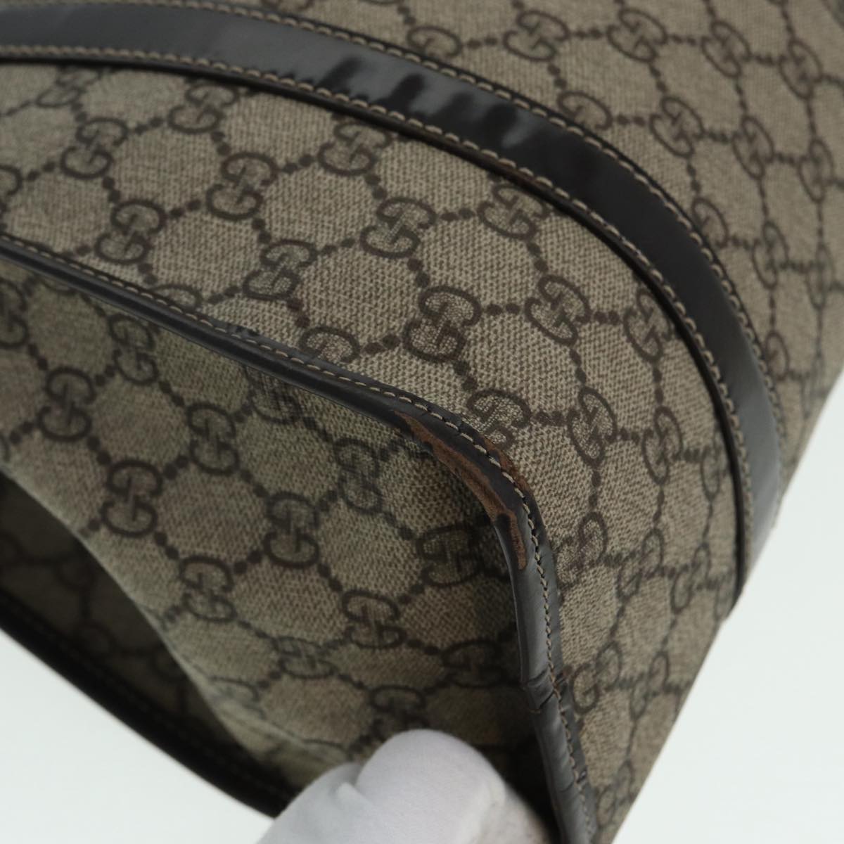 GUCCI GG Canvas Jackie Hand Bag PVC Leather Beige yk14191