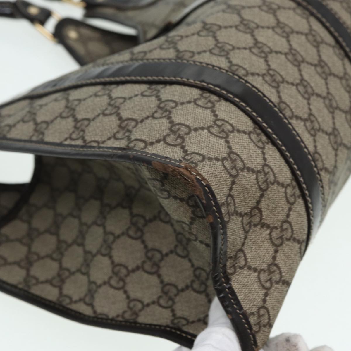 GUCCI GG Canvas Jackie Hand Bag PVC Leather Beige yk14191