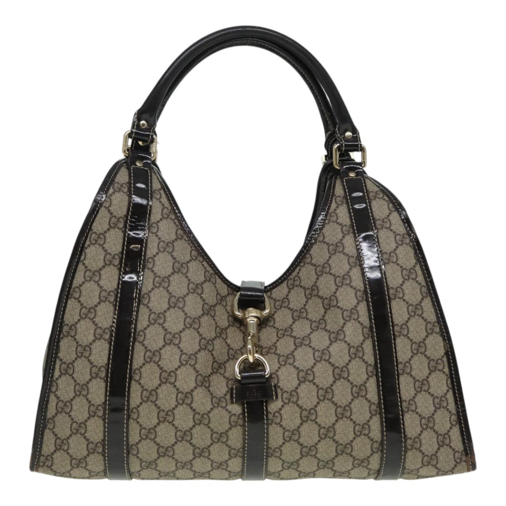 GUCCI GG Canvas Jackie Hand Bag PVC Leather Beige yk14191