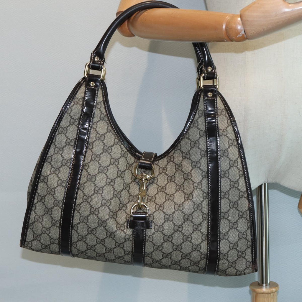 GUCCI GG Canvas Jackie Hand Bag PVC Leather Beige yk14191
