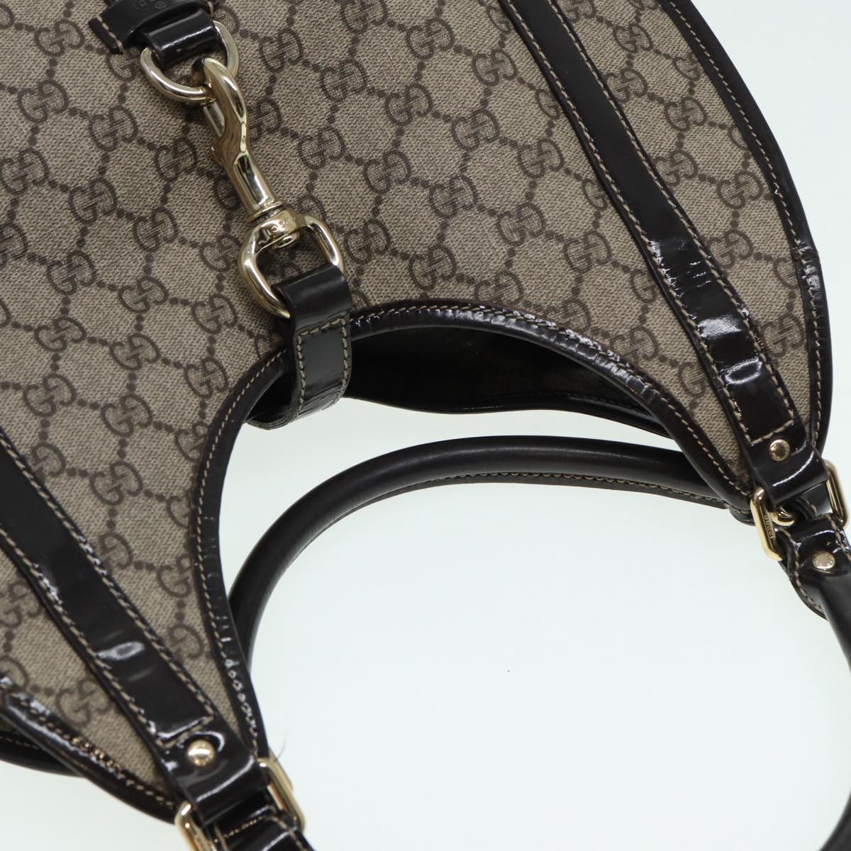 GUCCI GG Canvas Jackie Hand Bag PVC Leather Beige yk14191