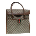 GUCCI GG Supreme Web Sherry Line Hand Bag PVC Beige Gold 02 4139 58 yk14192