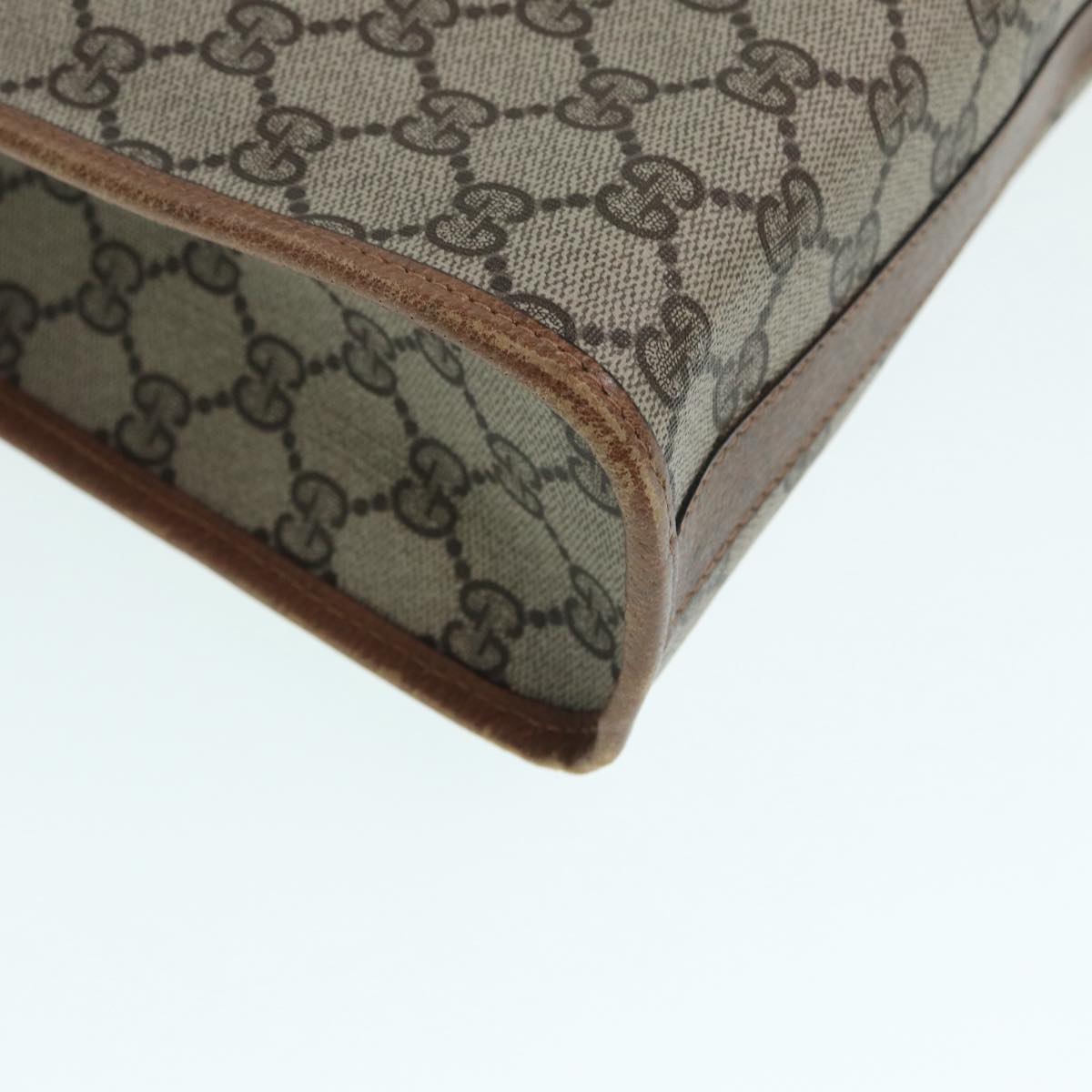 GUCCI GG Supreme Web Sherry Line Hand Bag PVC Beige Gold 02 4139 58 yk14192