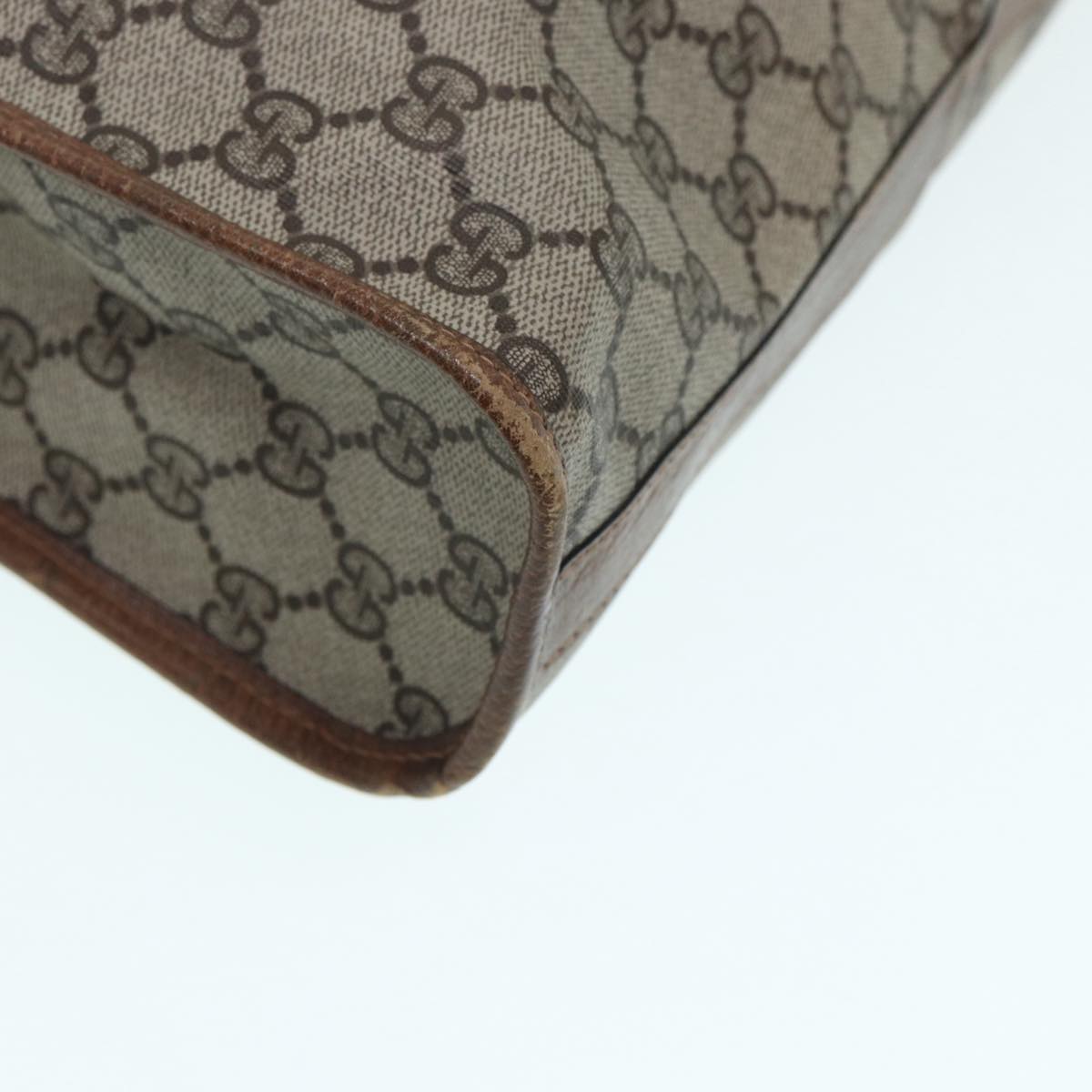 GUCCI GG Supreme Web Sherry Line Hand Bag PVC Beige Gold 02 4139 58 yk14192