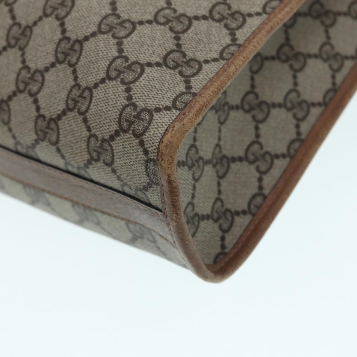 GUCCI GG Supreme Web Sherry Line Hand Bag PVC Beige Gold 02 4139 58 yk14192
