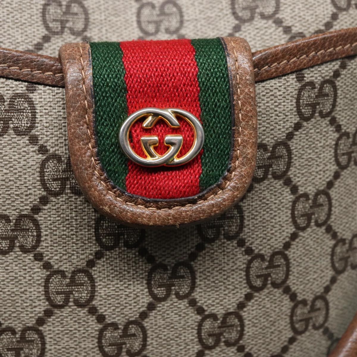 GUCCI GG Supreme Web Sherry Line Hand Bag PVC Beige Gold 02 4139 58 yk14192