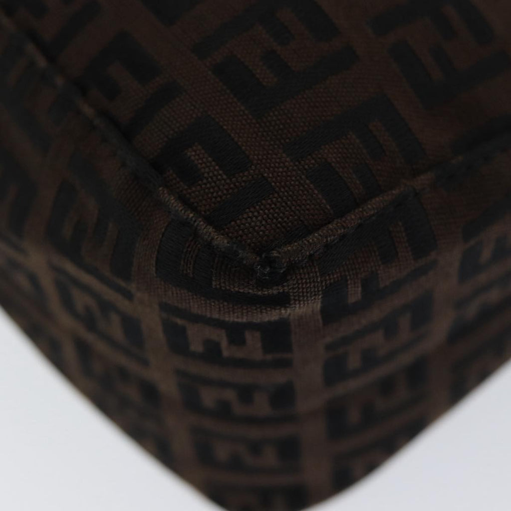 FENDI Zucchino Canvas Hand Bag Brown Black Silver yk14209