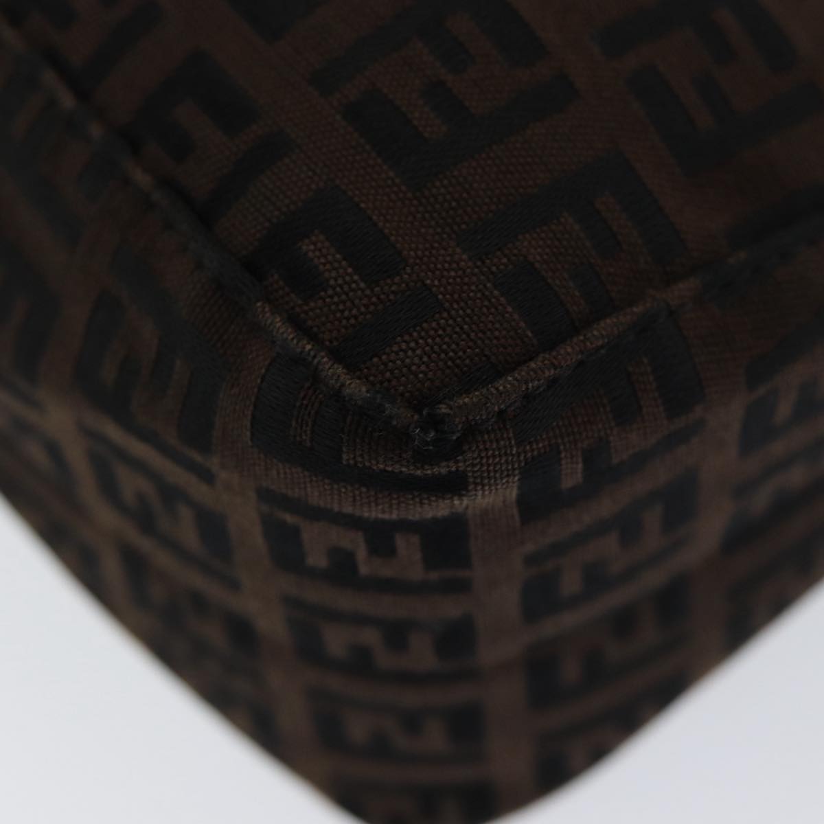 FENDI Zucchino Canvas Hand Bag Brown Black Silver yk14209