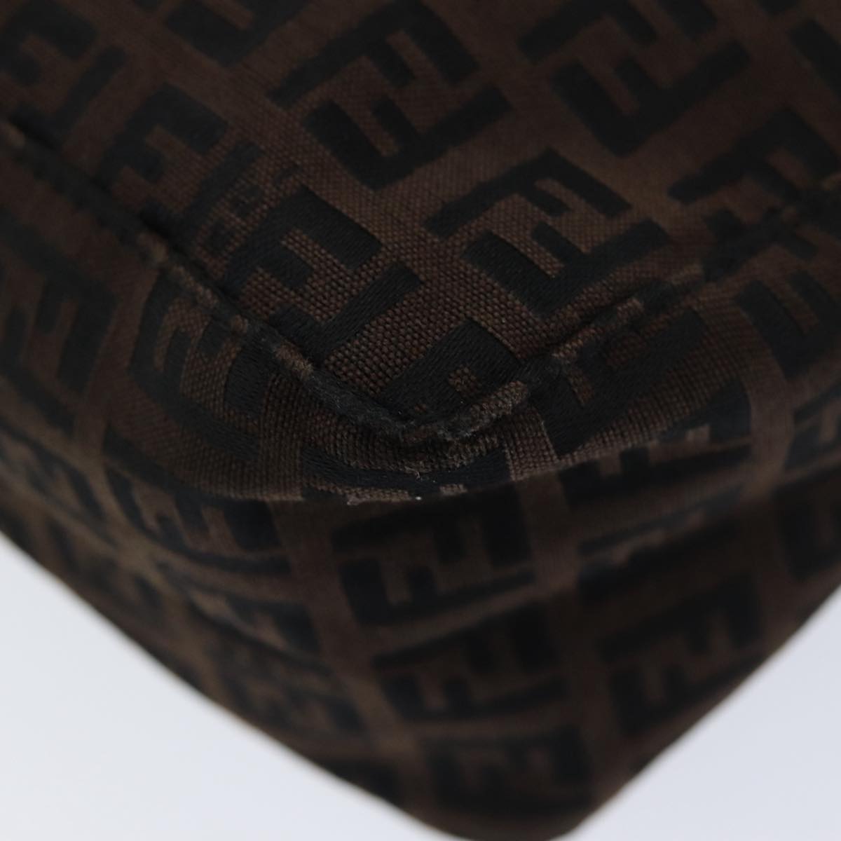 FENDI Zucchino Canvas Hand Bag Brown Black Silver yk14209