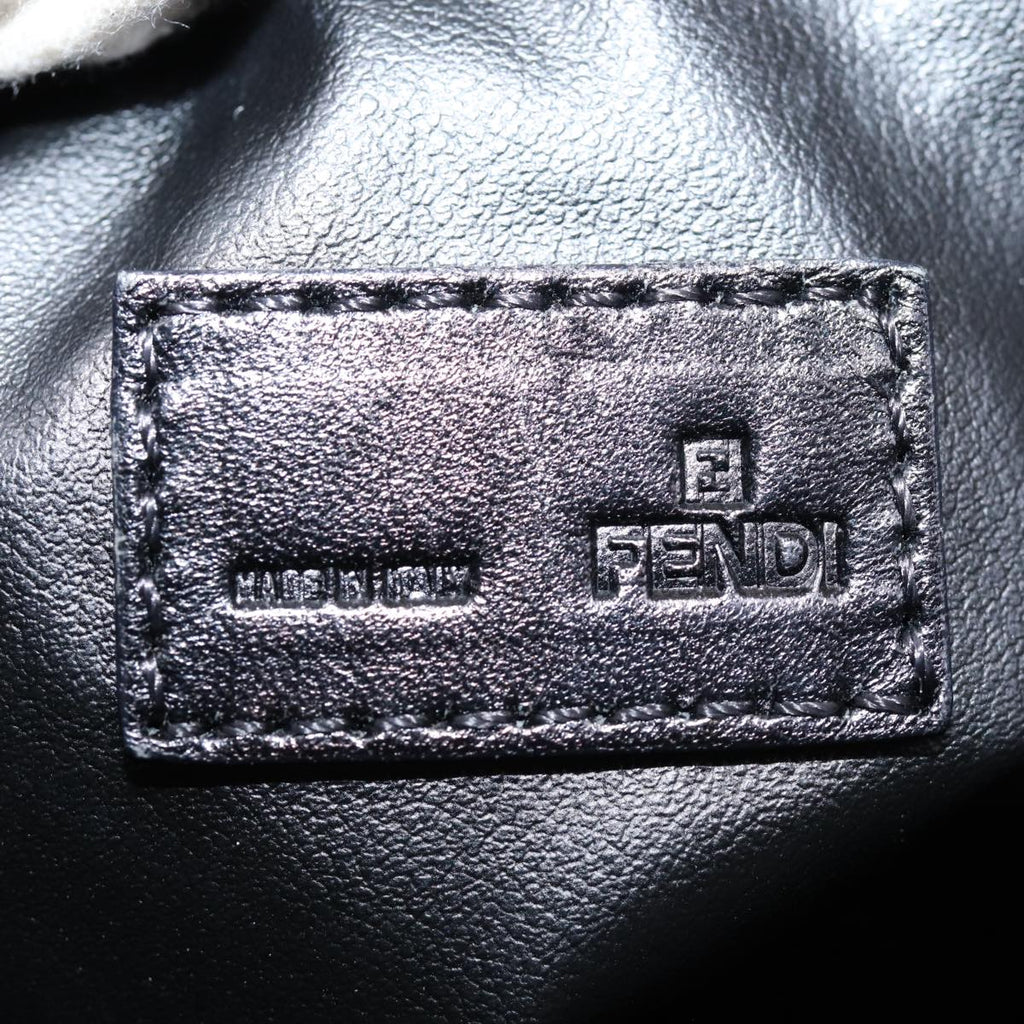 FENDI Zucchino Canvas Hand Bag Brown Black Silver yk14209