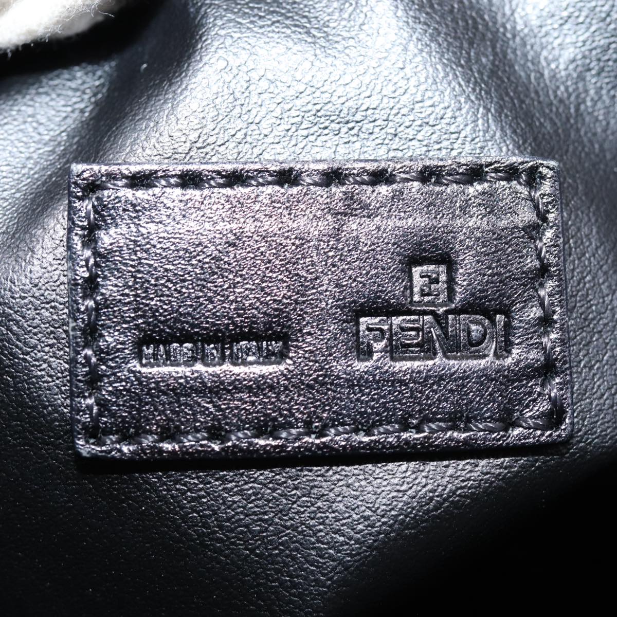 FENDI Zucchino Canvas Hand Bag Brown Black Silver yk14209