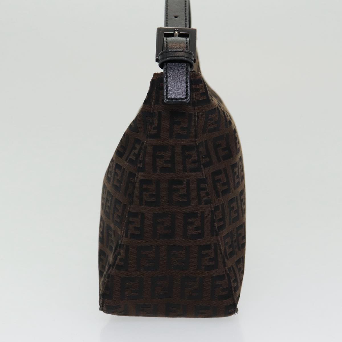 FENDI Zucchino Canvas Hand Bag Brown Black Silver yk14209