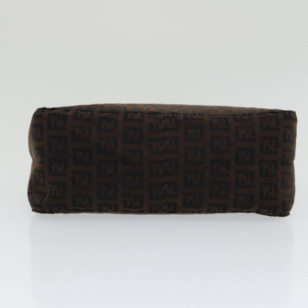 FENDI Zucchino Canvas Hand Bag Brown Black Silver yk14209
