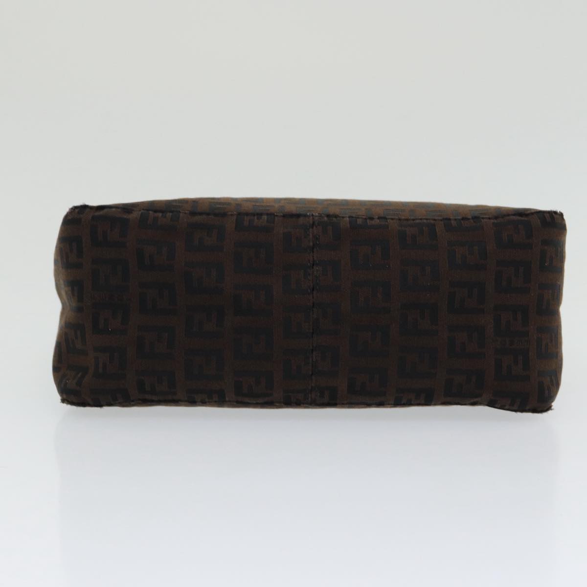 FENDI Zucchino Canvas Hand Bag Brown Black Silver yk14209