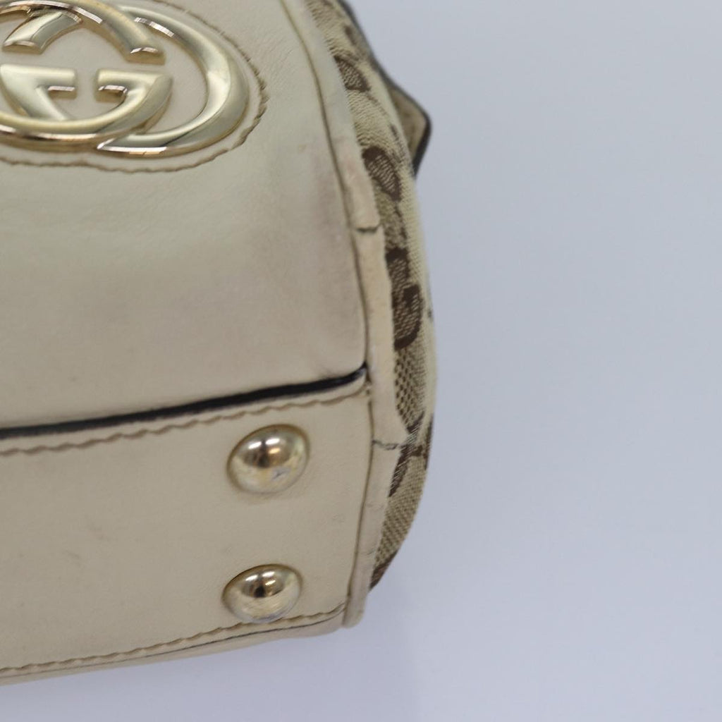 GUCCI GG Canvas Hand Bag Beige White yk14214