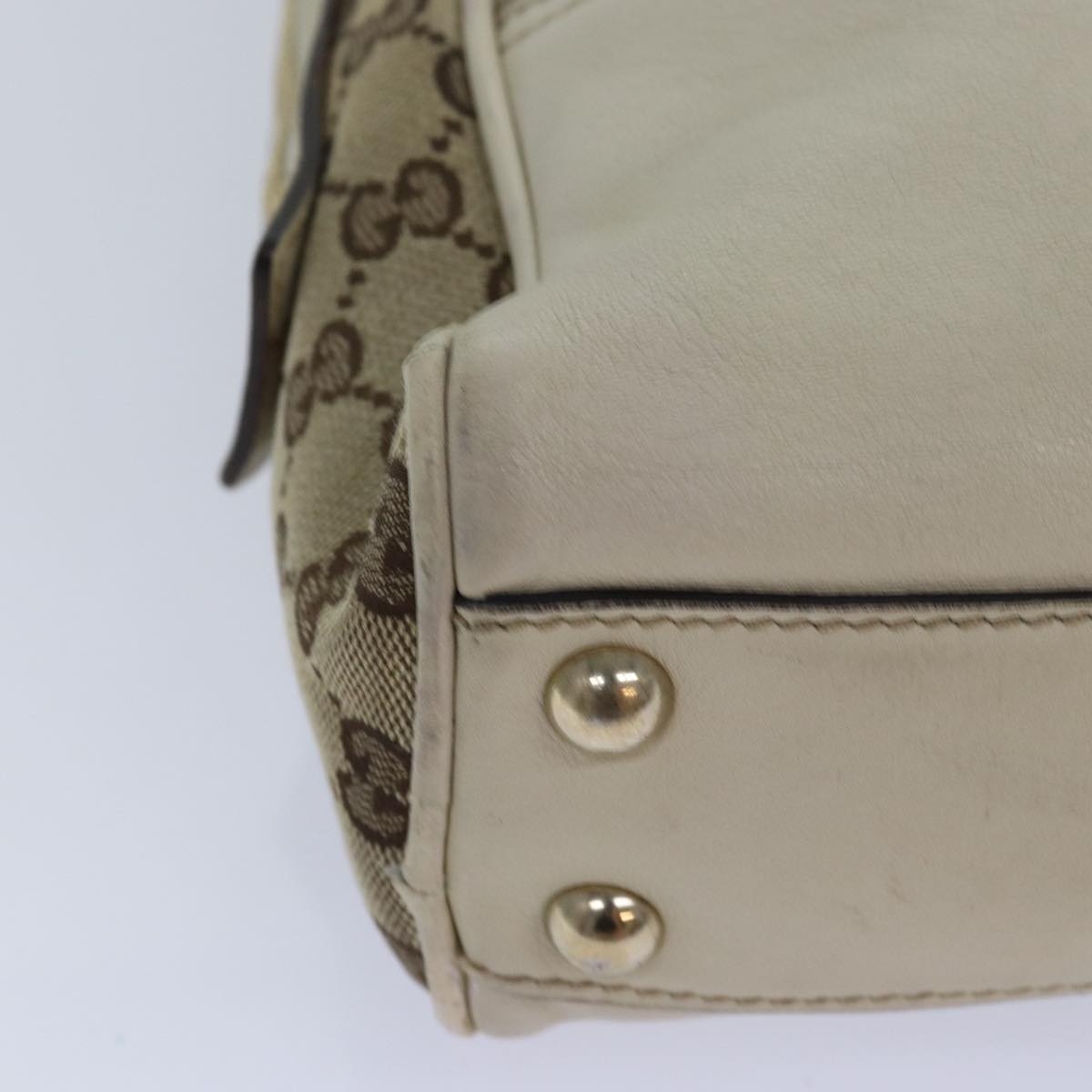 GUCCI GG Canvas Hand Bag Beige White yk14214