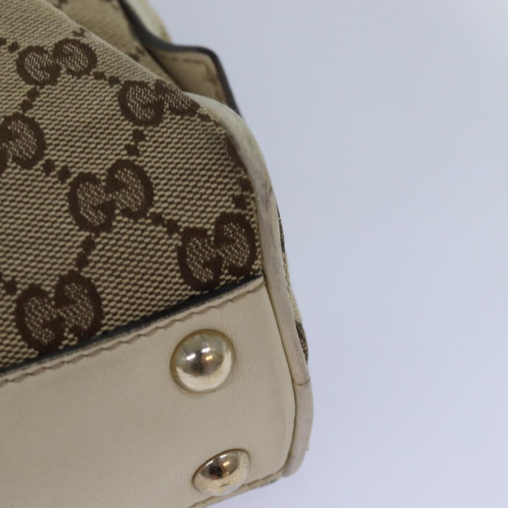 GUCCI GG Canvas Hand Bag Beige White yk14214