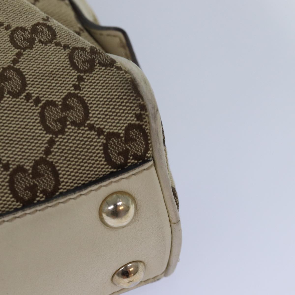 GUCCI GG Canvas Hand Bag Beige White yk14214
