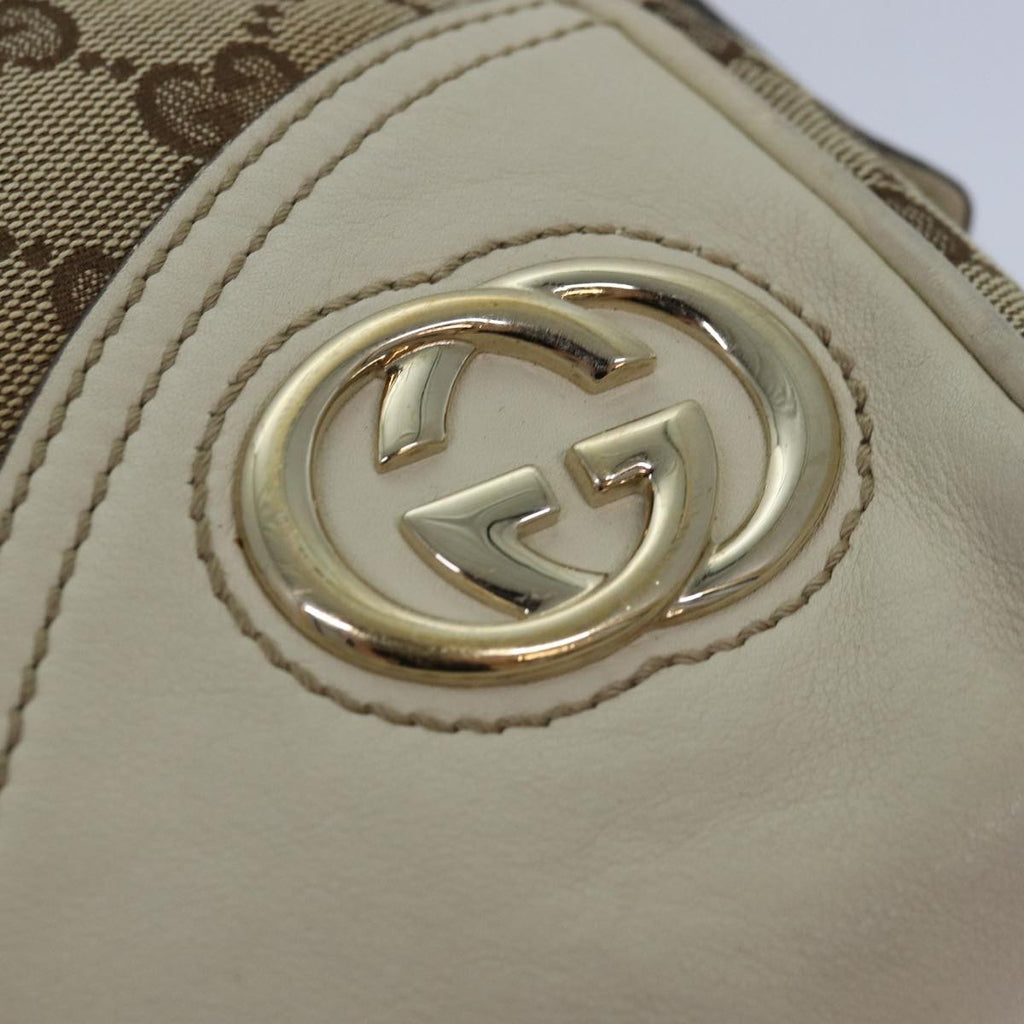 GUCCI GG Canvas Hand Bag Beige White yk14214