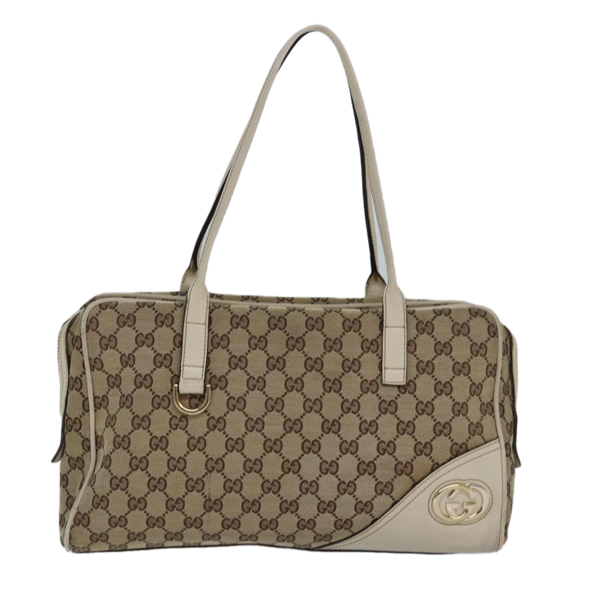 GUCCI GG Canvas Hand Bag Beige White yk14214