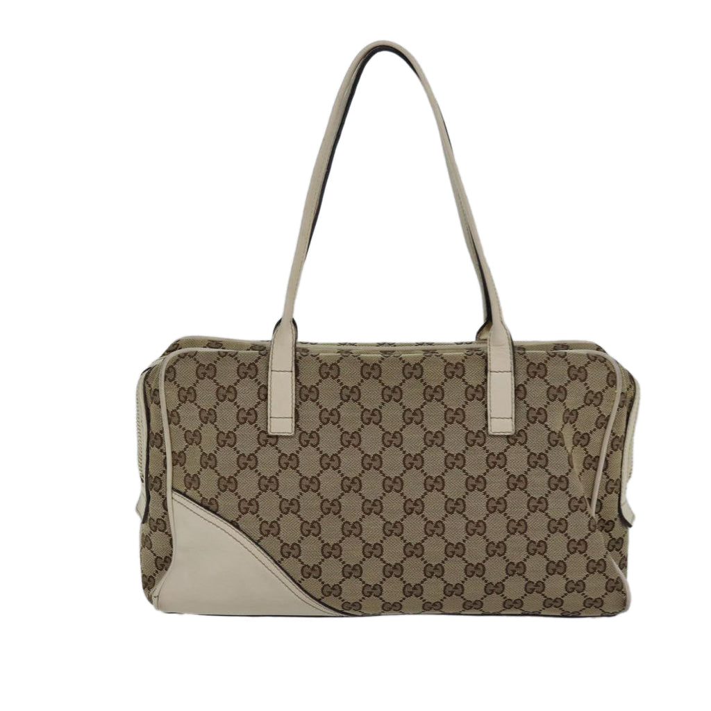 GUCCI GG Canvas Hand Bag Beige White yk14214