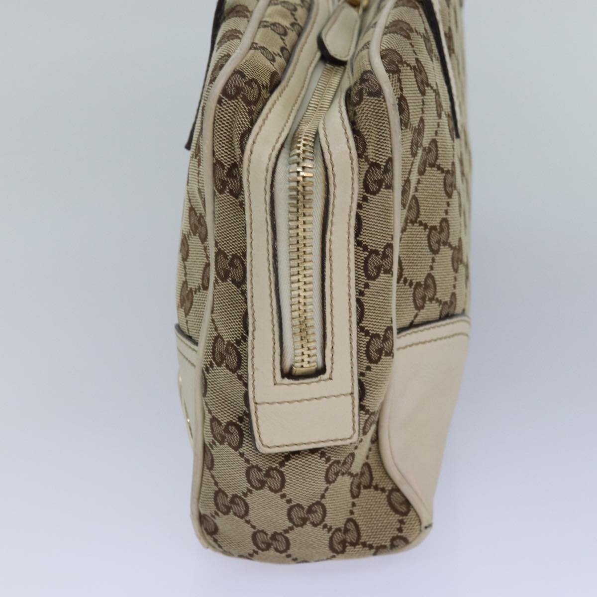 GUCCI GG Canvas Hand Bag Beige White yk14214