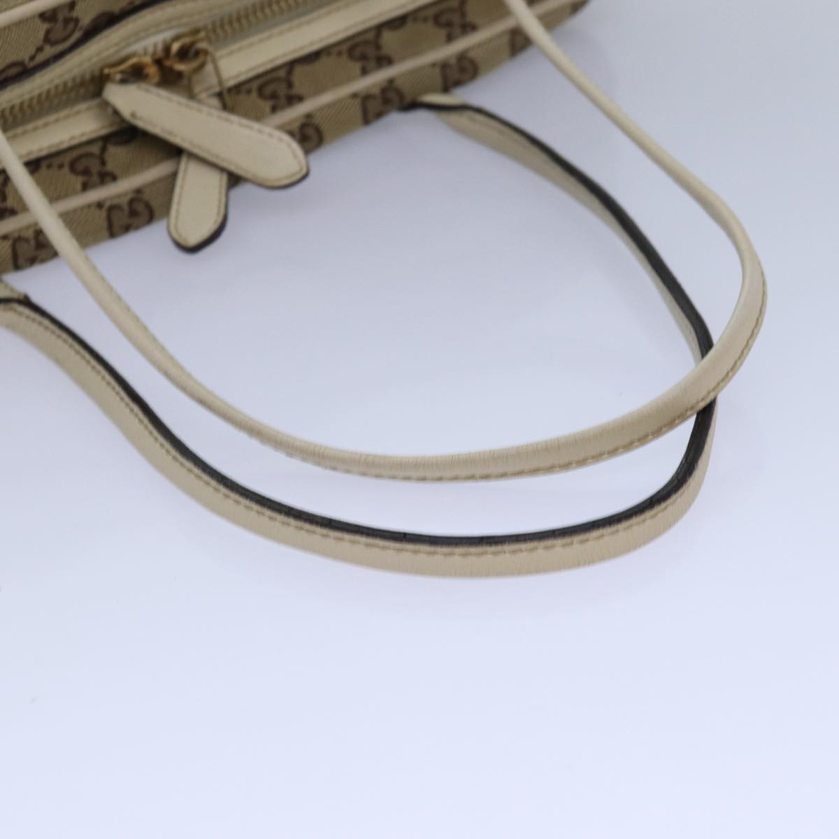 GUCCI GG Canvas Hand Bag Beige White yk14214