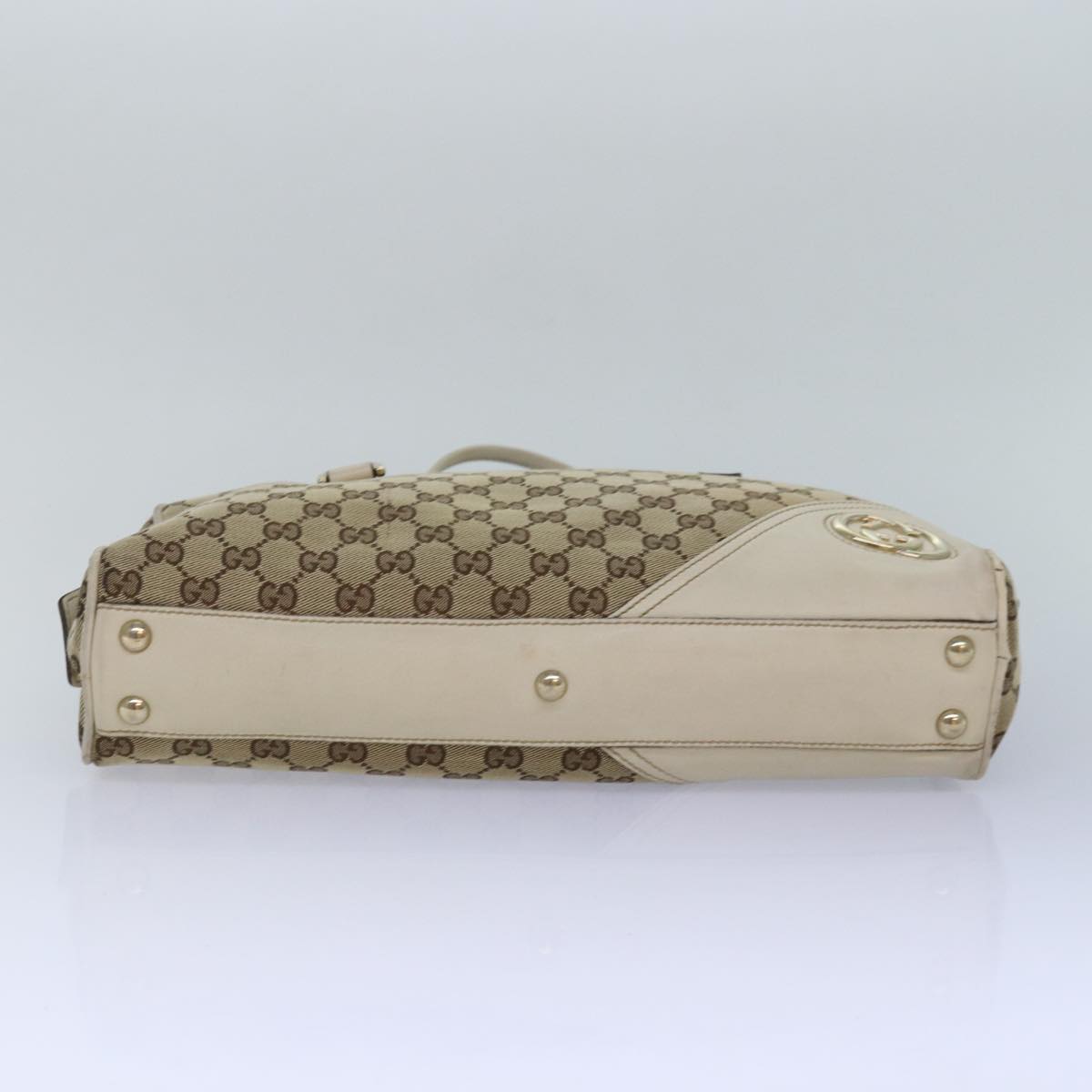 GUCCI GG Canvas Hand Bag Beige White yk14214