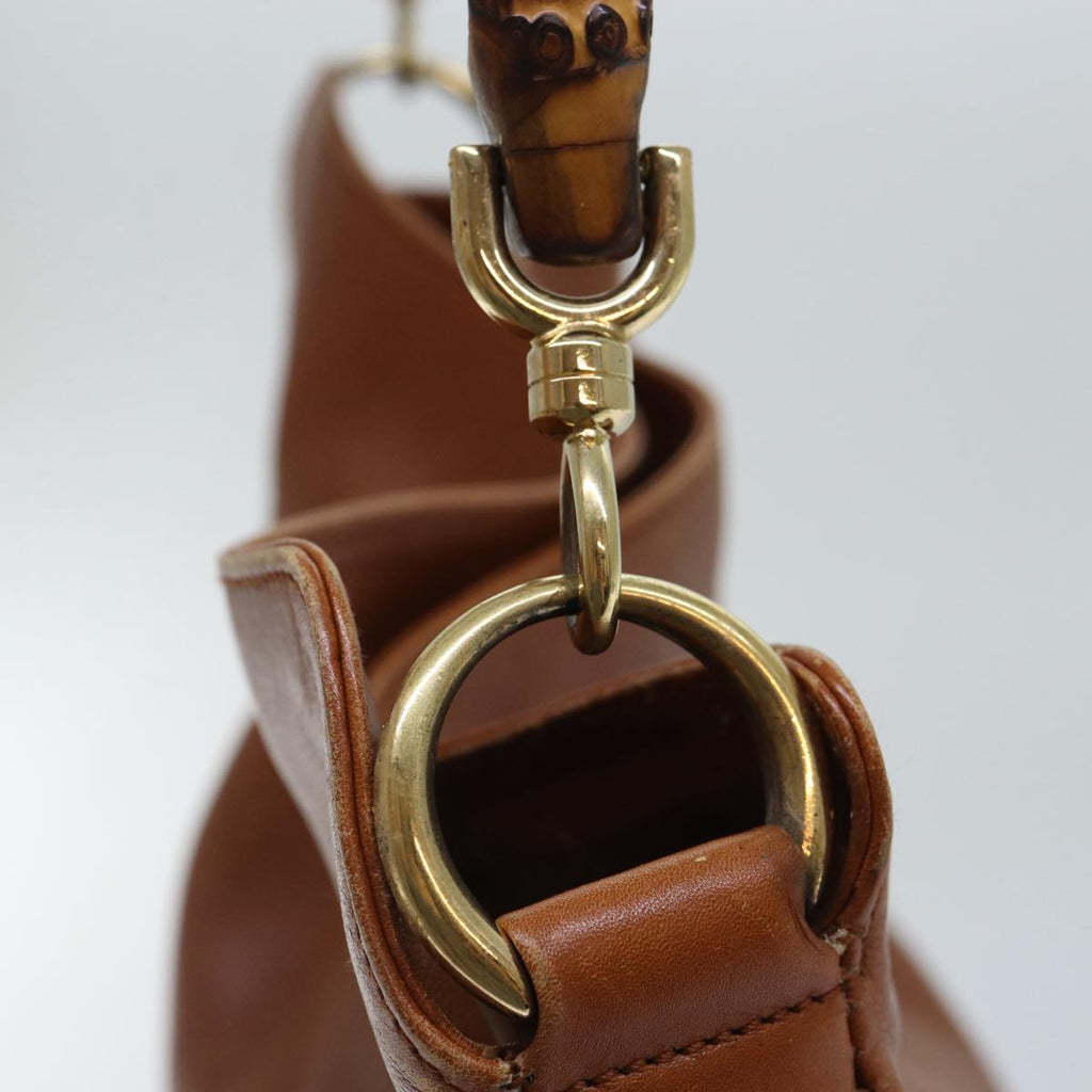 GUCCI Bamboo Hand Bag Leather 2way Brown Gold 001 1705 1638 yk14231